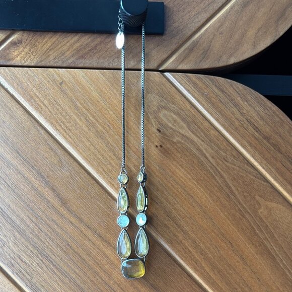 PULSE (Irish brand) Amber and Clear Gemstones Silver Tone Statement Necklace - Picture 2 of 8